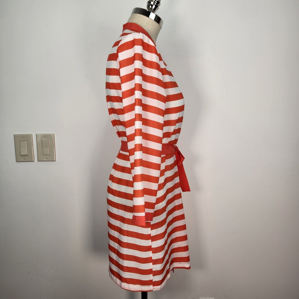 LFV by La Fee Verte Orange White Striped Wrap Robe Short Belted Cover Up - Picture 4 of 9
